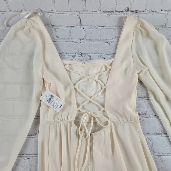 Windsor Size Small Kaylee Formal Chiffon Lace-Up Long Dress  Cream NEW - Picture 7 of 11